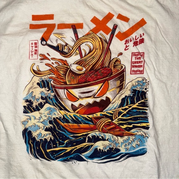 Threadless The Great Ramen Noodles Art Funny White T-Shirt (Men Size L Large) - Picture 2 of 11